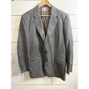 VTG 1984 Henry Poole & Co Blazer Mens 42R Savile Row London Grey & Blue Bespoke